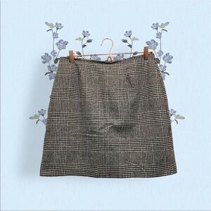 Vintage Houndstooth Plaid Wool Mini Skirt Size 14